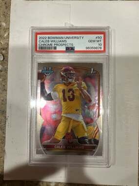 Graded 2022 Topps Bowman University Caleb Williams #50 Chrome Prospects Rookie